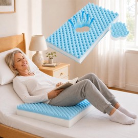 Egg Shaped Foam Pressure Relief Mattress for Bed Sore, Wedge Cushion with Removable Cut-Out Hole, Breathable Support Pad for Back, Hip & Tailbone, Bed Rest Cushion for Elderly, Patients & Home Care