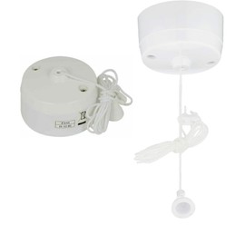 Mr. Gadget's Solutions® 1-Way Ceiling Switch Bathroom/Toilet Pull Cord, Round 6 Amp-White