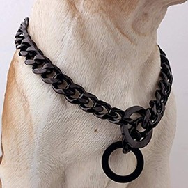 Heavy Metal 15mm Duty Black Solid Stainless Steel Dog Choke Chain Collar Pet Necklace for Pit Bull, Mastiff, Bulldog, & Big Breeds 12 Inches-34 Inches (34inch Chain(Suggest Dog Neck 30inch))