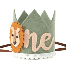FYHJNC Baby First Birthday Crown, Jungle Wild One Hat 1st Birthday Hat Boy Lion Party Decorations, Suitable For Children'S Birthday Parties, Carnivals, Leaving Precious Memories For Children