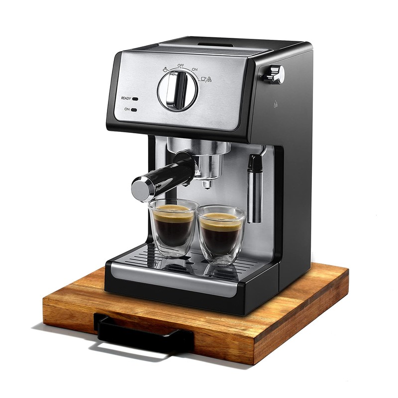 EVERBBKING Natural Acacia Sliding Tray for Coffee Machine Kitchen Appliance
