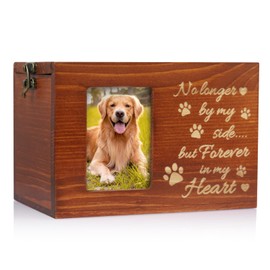 LPREUTWN Pet Memorial Urn for Dog or Cat Ashes Wooden Dog Urns Keepsake Memory Box Cremation Urns with Photo Frame
