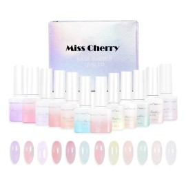 Miss Cherry Gama De Gel Base Rubber Esmalte Para Uñas 12pzs