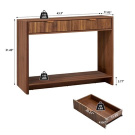 Giratree Narrow Console Table with 2 3 Drawers, Entryway Table with Storage, Table Behind Sofa Long for Living Room TV, Hallway Entrance Foyer, Mid Century Farmhouse Fluted Console Table - Color: Walnut 2 Drawers