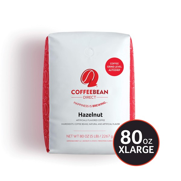 Coffee Bean Direct Hazelnut Flavored, Ground Coffee, 5-Pound Bag