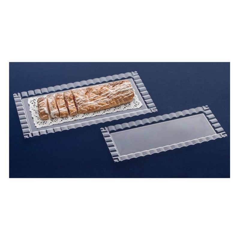 Party Essentials Disposable Hard Plastic Decorative Wavy Trays, 14" X