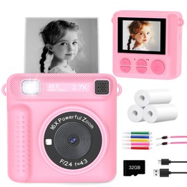 VFU Instant Print Camera for Kids - Kids Digital Camera Toddler Camera for Age 3-5, Instant Cameras That Print Photos for 4 5 6 7 8 9 10 Year Old Girl Birthday Gift