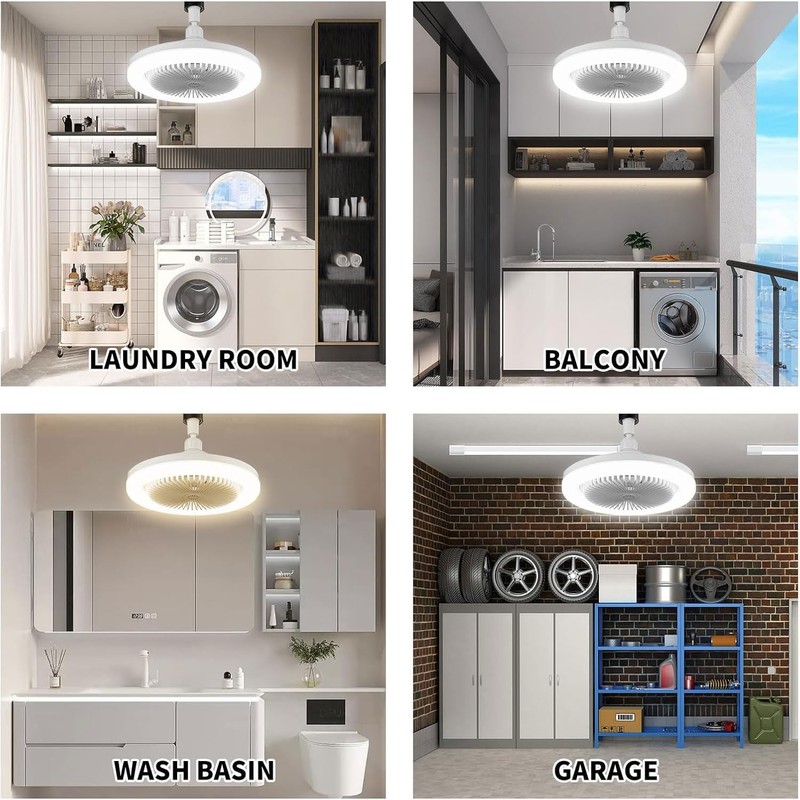 Fan lamp, ceiling fan with LED light, E27, 30 W