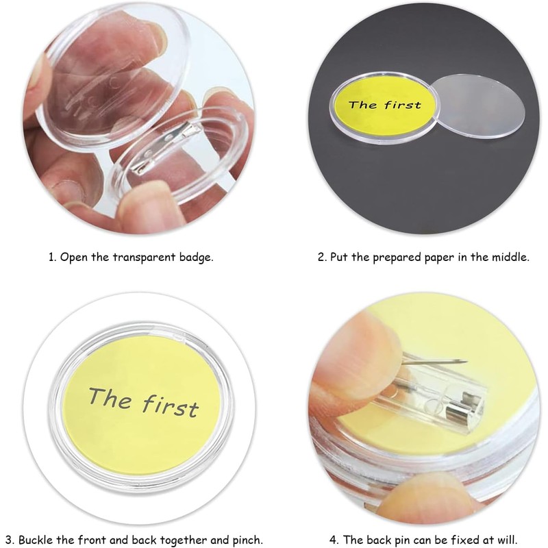 Acrylic Button Badge, 20pc Clear Badge Making Kit, 44mm