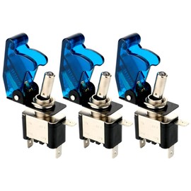 Gebildet 3pcs Toggle Switch Blue LED Light Switch 20A 12V-24VDC, On/Off Rocker Switch with Metal Lever, SPST 3-Pin Rocker Toggle Switch, for Car, Truck, Boat