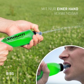 SINOVATI TPU Foldable Water Bottles, Soft Flask, Water Bottle, BPA-Free Sports Bottle for Hydration Backpack, Bicycle, Hiking, Jogging, Trekking, Camping and Climbing (Green, 500 ml)