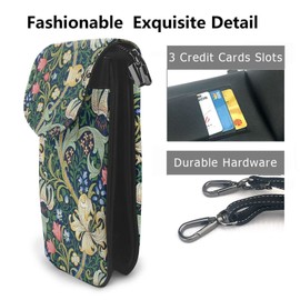 [MINIER] William Morris Smartphone Pouch, Women's, Genuine Leather, Shoulder Bag, Men's, Thin, Lightweight, Smartphone Pochette, Popular, Cute, Wallet, Mini Pouch, Crossbody Bag, Height 7.6 x Width