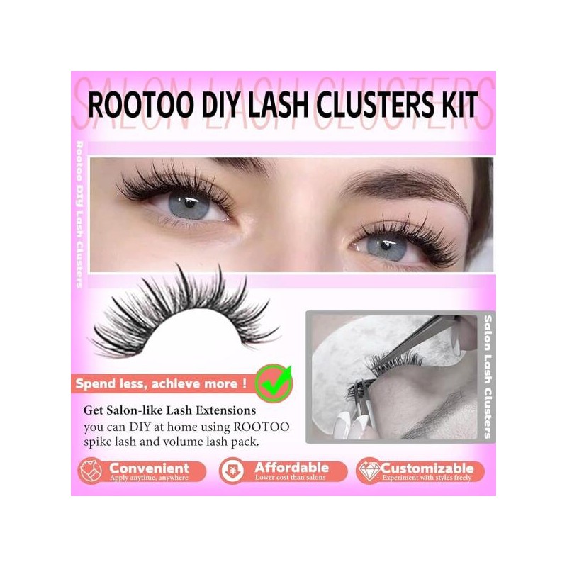 WISPY 스파이크가 있는 속눈썹 클러스터 키트, 80D+100D 개별 확장 D