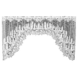 Heritage Lace Pinecone 70-Inch Wide by 38-Inch Drop Swag Pair, White