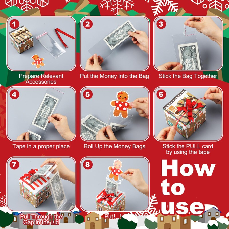 Cholemy 12 Pcs Christmas Money Dispenser and Money Box with