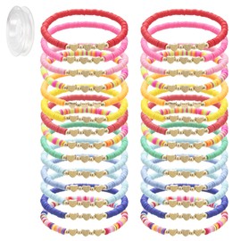 16 Pcs Friendship Bracelets, Adjustable Colorful Beaded Bracelets with String Stretch, Letter Heart Evil Eye Bracelets, Inspirational Bracelets for Grls Women Men Gifts for Fans