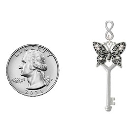 Delight Jewelry Silvertone Antiqued Butterfly Key with AB Crystals Silvertone Infinity Post Earrings