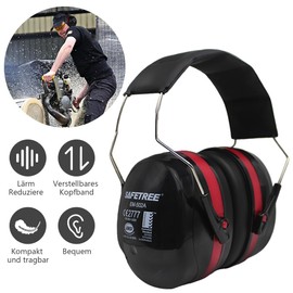 SAFETREE Ear Defenders, Adjustable Ear Protectors, SNR 34 dB, for Adults / Children, Noise Protection Headphones for Construction Site, Gardening, Shooting Sports, Ferrous