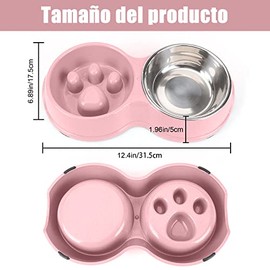 Comedero Lento para Perros, Dog Bowl Slow Feeder, Mascota Alimentador Lento para Comida Y Agua, Rojo