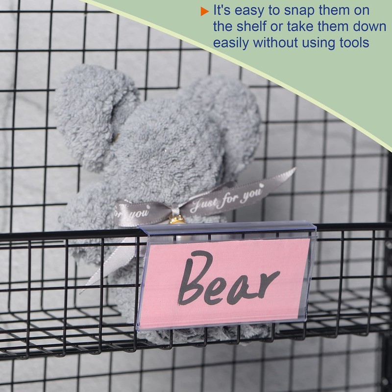 MECCANIXITY Label Holder L Shape 100x60mm Clear Plastic for Wire