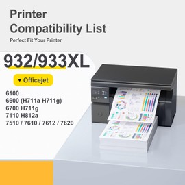 932XL 933 XL Ink Cartridge Compatible for HP 932XL 933XL 932 XL 933 XL Combo Pack (XL Black, Cyan, Magenta Yellow) to use with HP Officejet 6100 6600 6700 7110 7510 7610 7612 7620 Printers