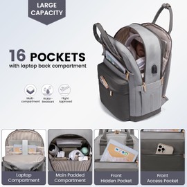 LOVEVOOK Laptop Backpack for Women 15.6 Inch,Cute Backpack Laptop Bag with USB Port,Waterproof Travel Backpack Purse Teacher Nurse Bag Fashion Computer Bag for Work