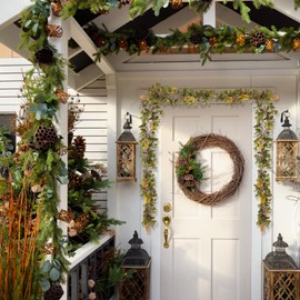 RECUTMS Vine Plant Fake Ferns Plants Large 2 Pcs Green Leaves for Decoration Fake Vines Garland for Mantle All Year Round Greenery Table Runner Ivy Garland for Wedding Party Aesthetic Stuff (Yellow)