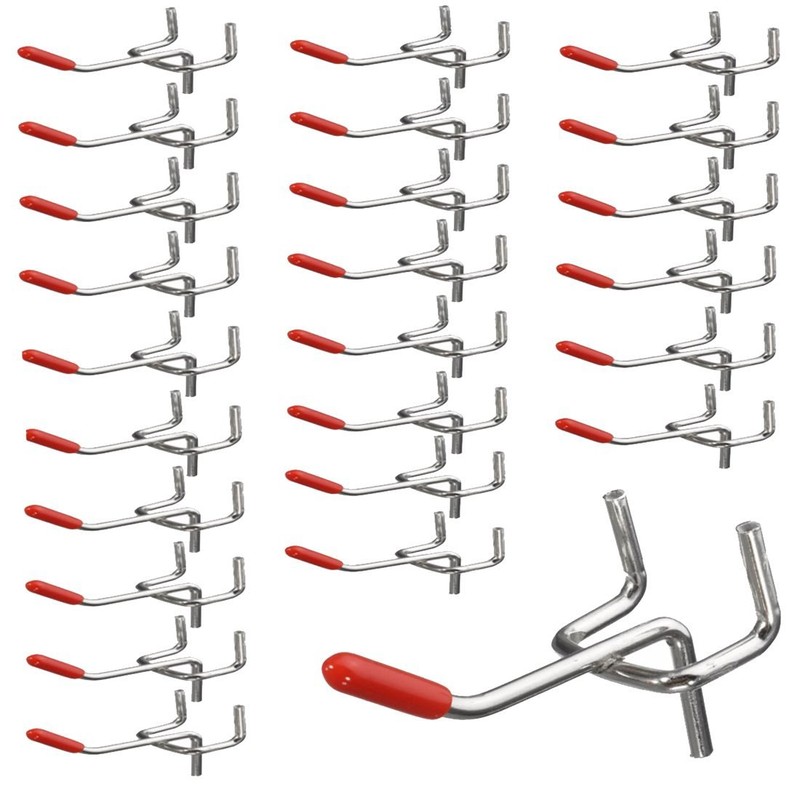 xelea 25x Single Pegboard Hooks 50mm Board Slat Wall Retail