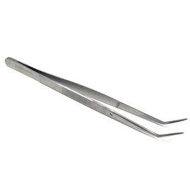 Multipurpose Stainless Steel Chef Tweezers 6" Precision Serrated Food Styling Tongs for Culinary Schools, Restaurants, Baking Shops, Cooking Enthusiasts (Angled Tips)