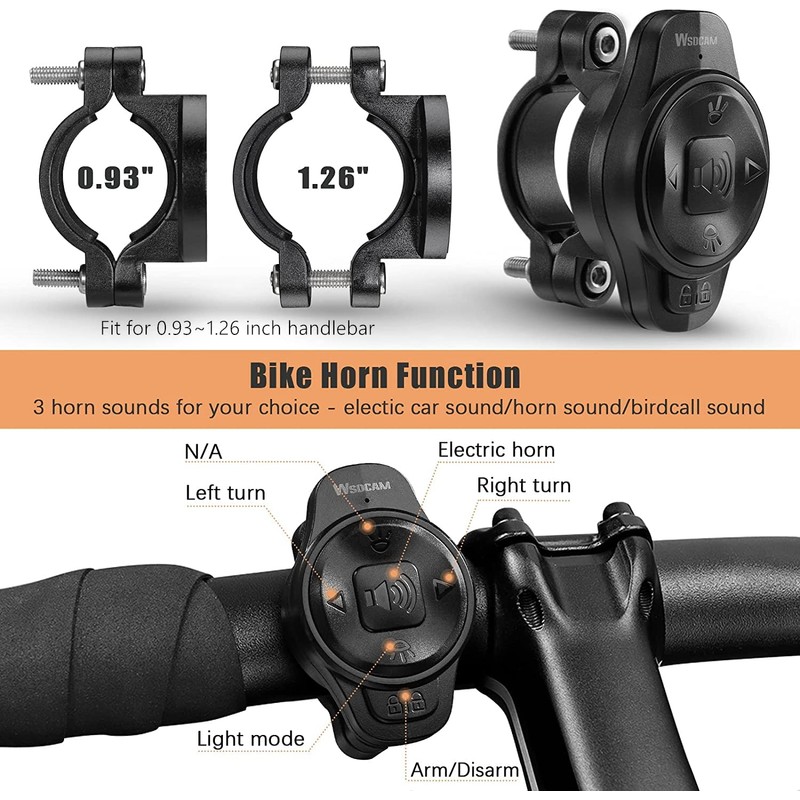 WSDCAM Remote for Smart Bike Alarm Tail Light Turn Signals