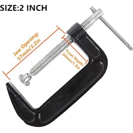 2 Inch C-Clamp Set, Heavy Duty Steel C Clamp Industrial Strength C Clamps for Woodworking, Welding, and Building(2PCs)