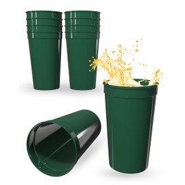 PartyPrints 100 Pack 22oz Kelly Green Reusable Blank Plastic Cups, Colored Plastic Drinking Cups, Food-Grade Party Cups, Stackable Water Cups for Parties, Weddings, Events or DIY Projects