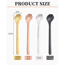 Zeayebsr Set of 4 Coffee Spoons, Stainless Steel Cat Paw Spoon, Cartoon Tea Spoon, Mixing Spoon, Ice Cream Spoon for Tea, Milk, Coffee, Dessert, Milkshake Ice, Nutella Spoon, Cat Spoon, Cat Spoon for