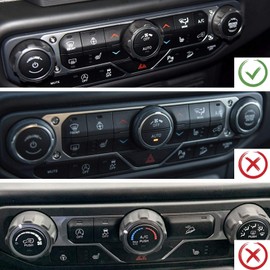 JeCar Air Conditioner Switch Knob Cover Aluminum Alloy Trim Cover Compatible with Jeep Wrangler 2018-2023 JL JLU & 2020-2023 Gladiator JT with Specific Dial Panel, Silver