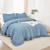 Litanika Grayish Blue King Size Comforter Set, 3 Pieces Ruffle