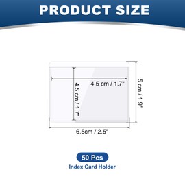 MECCANIXITY Self-Adhesive Card Pockets 2.1"x1.7" Clear Self Adhesive Pocket Label Holders Plastic Card Sleeves with Top Open for Library Storage Bins Loading, Pack of 50