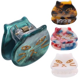 Ipetboom 4pcs Cute Cat Hair Clips Decorative Clips for Women Lightweight and Non- for Birthday Party and Everyday Use Includes Leopard Mermaid Colors
