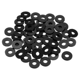 sourcing map 55Pcs M6 Nylon Flat Washers Plain Washer 6mm ID 18mm OD 1.5mm Thick Plastic Spacers for Screws Bolts Garden Faucet Plumbing Repair, Black