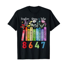 Floral Foxglove Daisy Tulip 8647 Books Lover Blooming Flower T-Shirt