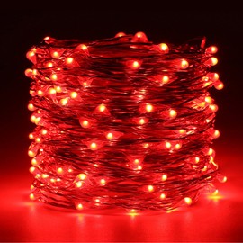 ER CHEN Fairy Lights Plug in, 99Ft/30M 300 LED Starry String Lights Outdoor/Indoor Waterproof Copper Wire Decorative Lights for Bedroom, Patio, Garden, Party, Christmas Tree (Red)