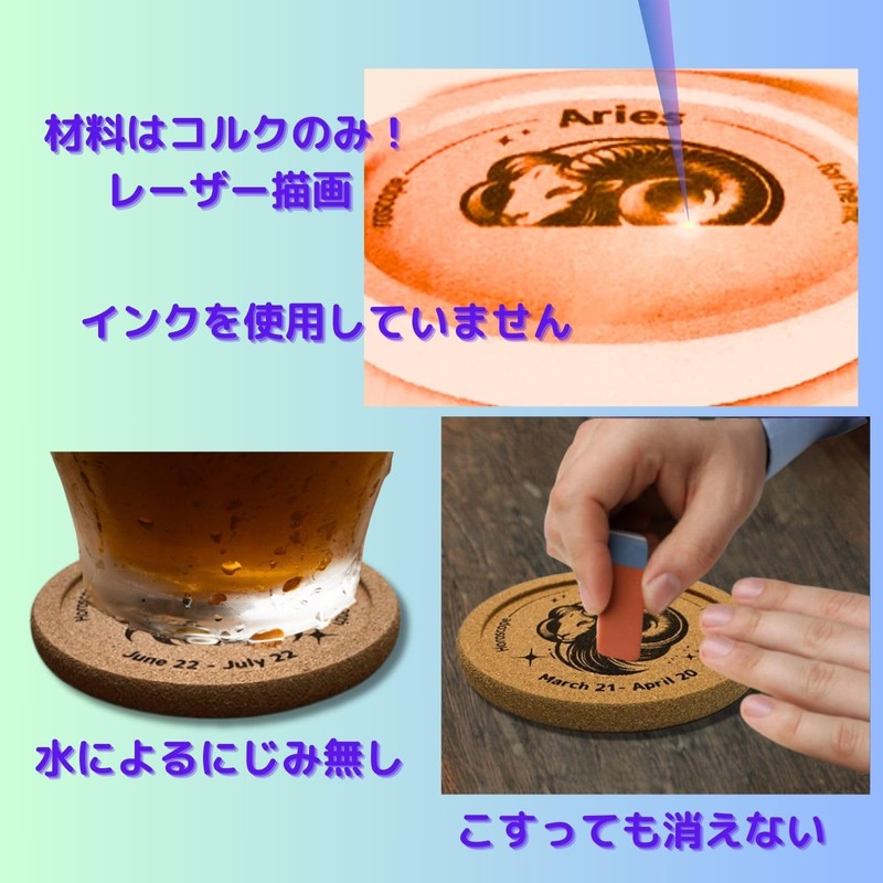 HikariAtari Constellation Coasters, Stylish Illustration, Cork, Round, 2 of each