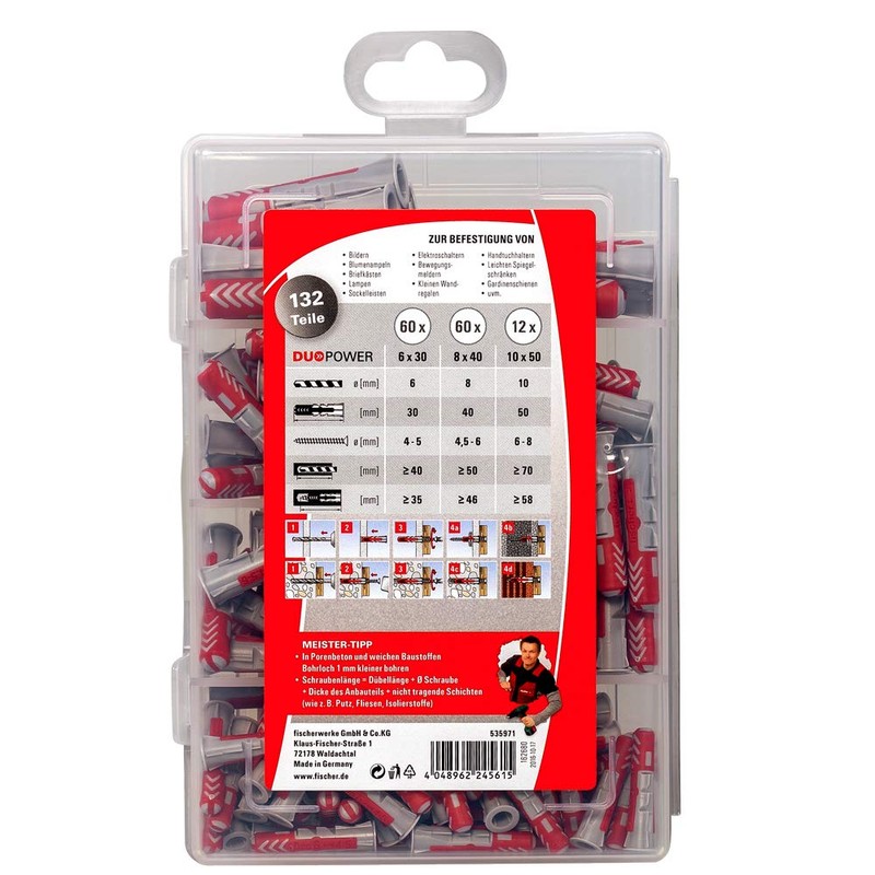 Fischer 535971 Master Box Duo Power Universal Dowel Pack of 132)