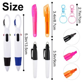 SIRAHOSI Mini Highlighter Nurse Pen Pack Set Nurse Pens for Badge Include Pink and Orange Tip Highlighter 2 Permanent Marker Pens and 2 Retractable Ball Pen with 2 Nursing Keychain Clip