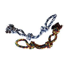 The Pup Quartet Dog Rope Toys, Heavy Duty Chew Toy for Large Dogs, 2-Pack Durable Tug of War Toys, 100% Cotton, Safe & Washable, Great for Teeth Cleaning, (Blue/White and Yellow/Blue/red)