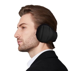 Azyuan Unisex Waterproof Foldable Earmuffs for Winter Adjustable Fleece Ear Warmer Headwear Outdoor Accessories (Black)