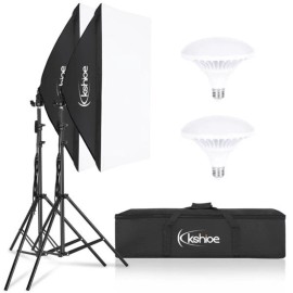 Unbranded Softbox Lighting Kit Photo Equipment Studio Softbox with Socket Lighting Bulbs