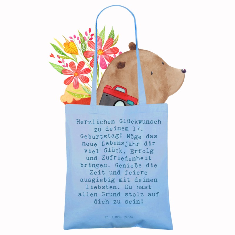 Mr. & Mrs. Panda Tragetasche Spruch 17. Geburtstag - Geschenk,