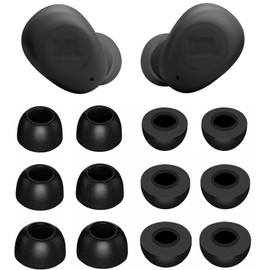 ALXCD Foam Ear Tips Compatible with JBL Vibe Buds Earbuds, 6 Pairs S/M/L Sizes Replacement Soft Noise Isolation Memory Foam Earbuds Tips Eartips Foam Tips, Compatible with JBL Vibe Buds 6 Pairs Black