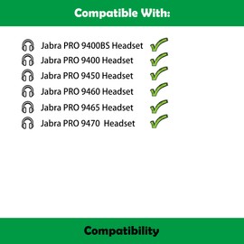 ACCOUTA Premium Replacement Earpads for Jabra PRO 9400BS, 9400, 9450, 9460, 9465, 9470 Mono Wireless Headset - Black, 2 Count - Protein Leather and Memory Foam