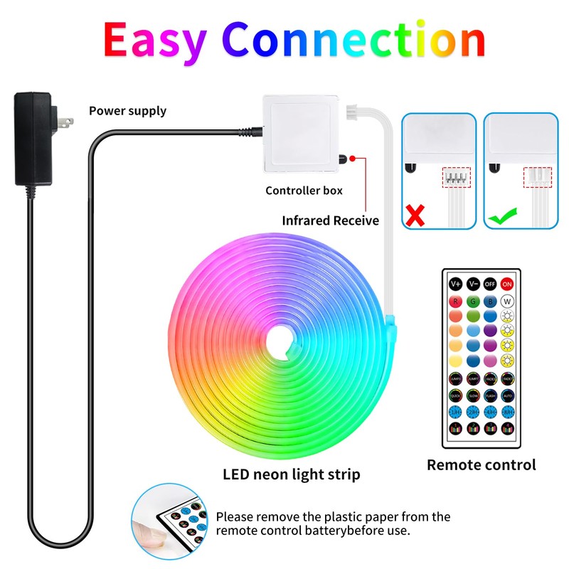 32.8ft LED neon Lights with Remote APP Control IP65 Waterproof